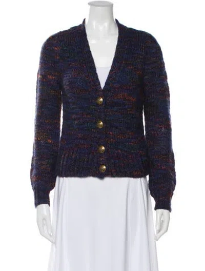 Pre-owned Veronica Beard Striped V-neck Sweater In Blue