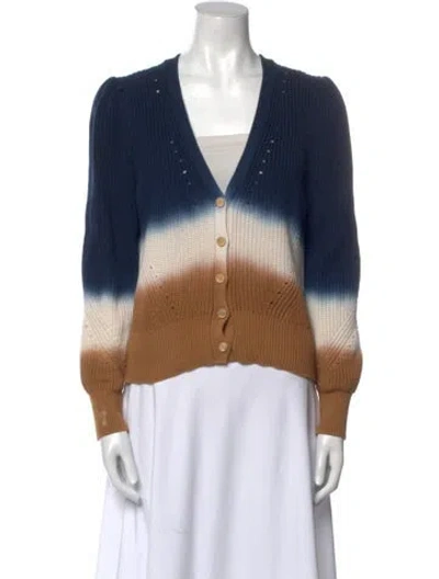 Pre-owned Veronica Beard Striped V-neck Sweater In Blue