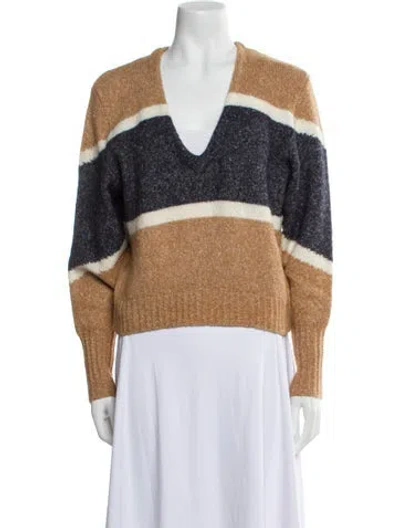 Pre-owned Veronica Beard Striped V-neck Sweater In Blue