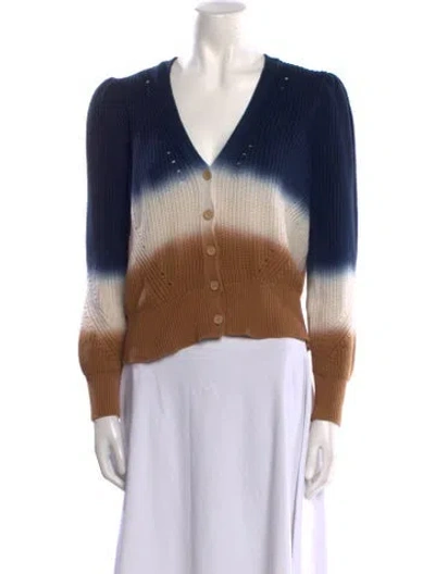 Pre-owned Veronica Beard Striped V-neck Sweater In Blue