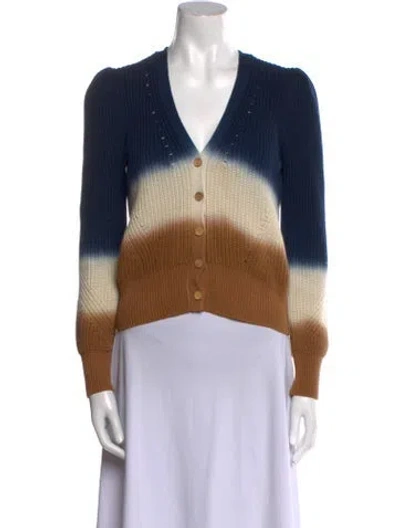 Pre-owned Veronica Beard Striped V-neck Sweater In Blue