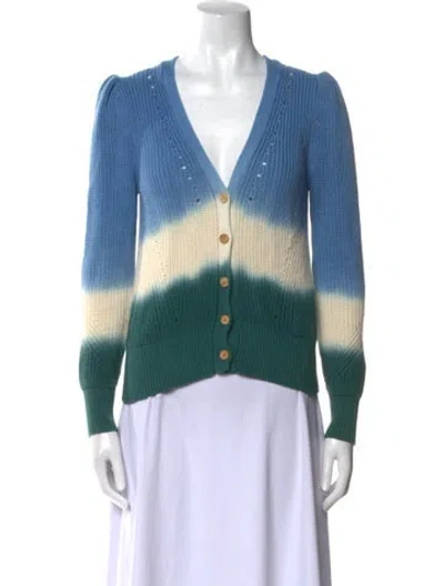 Pre-owned Veronica Beard Striped V-neck Sweater In Blue
