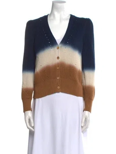 Pre-owned Veronica Beard Striped V-neck Sweater In Blue