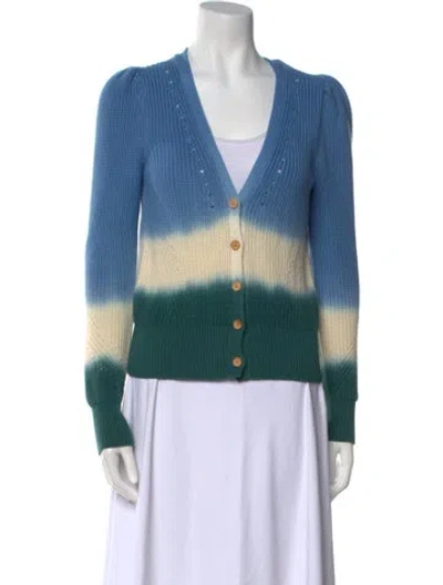 Pre-owned Veronica Beard Striped V-neck Sweater In Blue