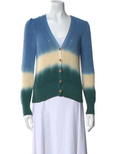 Pre-owned Veronica Beard Striped V-neck Sweater In Blue