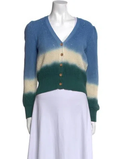 Pre-owned Veronica Beard Striped V-neck Sweater In Blue