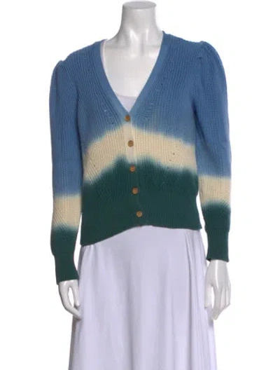 Pre-owned Veronica Beard Striped V-neck Sweater In Blue