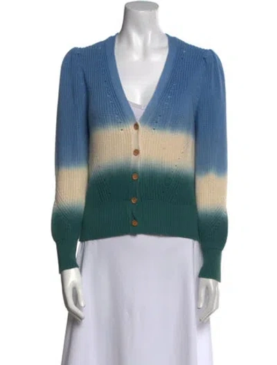 Pre-owned Veronica Beard Striped V-neck Sweater In Blue