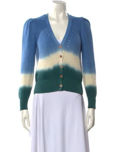 Pre-owned Veronica Beard Striped V-neck Sweater In Blue