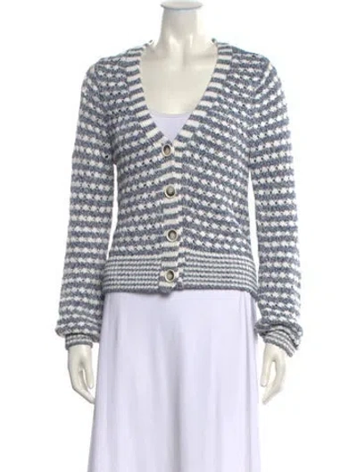 Pre-owned Veronica Beard Striped V-neck Sweater In Blue