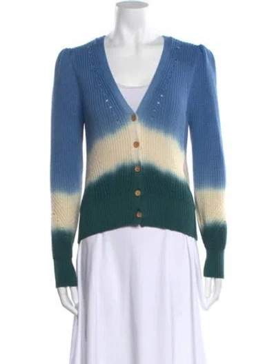 Pre-owned Veronica Beard Striped V-neck Sweater In Blue