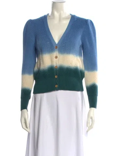 Pre-owned Veronica Beard Striped V-neck Sweater In Blue