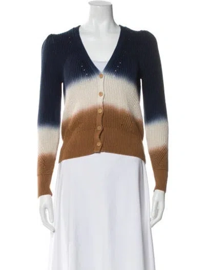 Pre-owned Veronica Beard Striped V-neck Sweater In Blue