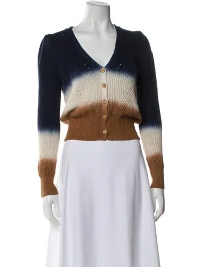 Pre-owned Veronica Beard Striped V-neck Sweater In Blue