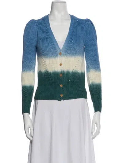 Pre-owned Veronica Beard Striped V-neck Sweater In Blue