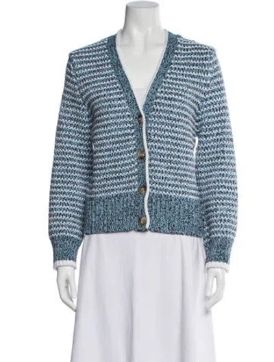 Pre-owned Veronica Beard Striped V-neck Sweater In Blue