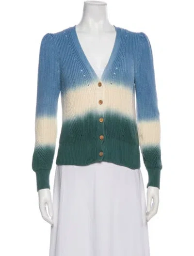 Pre-owned Veronica Beard Striped V-neck Sweater In Blue