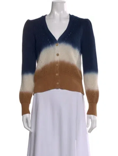 Pre-owned Veronica Beard Striped V-neck Sweater In Blue