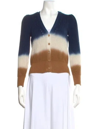 Pre-owned Veronica Beard Striped V-neck Sweater In Blue