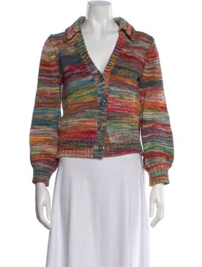 Pre-owned Veronica Beard Striped V-neck Sweater In Blue