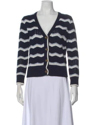 Pre-owned Veronica Beard Striped V-neck Sweater In Blue