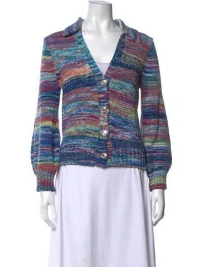 Pre-owned Veronica Beard Striped V-neck Sweater In Blue