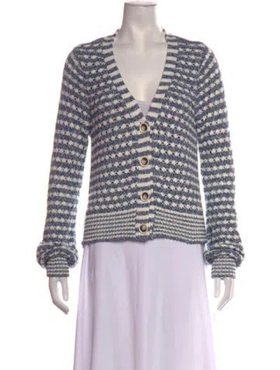 Pre-owned Veronica Beard Striped V-neck Sweater In Blue