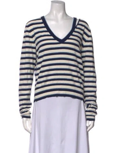 Pre-owned Veronica Beard Striped V-neck Sweater In Blue