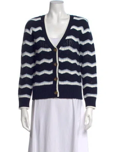 Pre-owned Veronica Beard Striped V-neck Sweater In Blue
