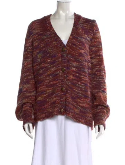 Pre-owned Veronica Beard Striped V-neck Sweater In Brown