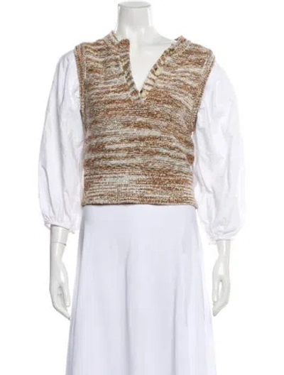 Pre-owned Veronica Beard Striped V-neck Sweater In Multi