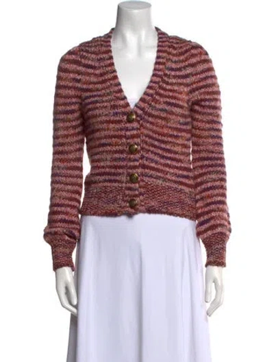 Pre-owned Veronica Beard Striped V-neck Sweater In Multi