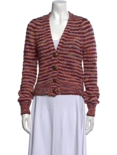 Pre-owned Veronica Beard Striped V-neck Sweater In Multi