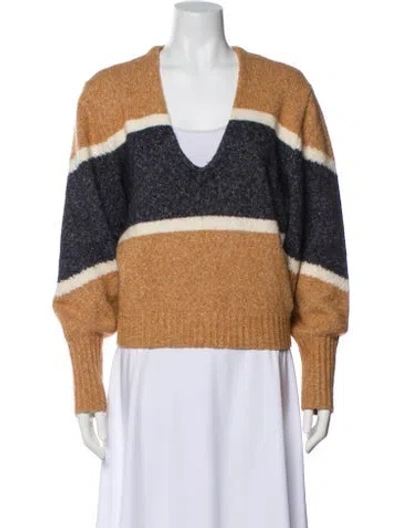 Pre-owned Veronica Beard Striped V-neck Sweater In Multi