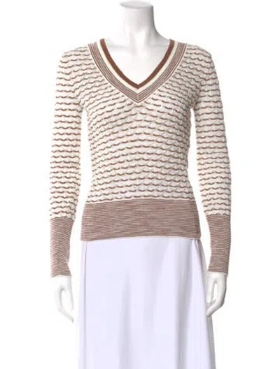 Pre-owned Veronica Beard Striped V-neck Sweater In Multi