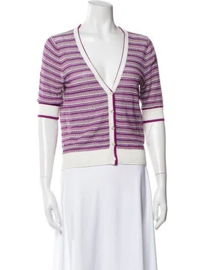 Pre-owned Veronica Beard Striped V-neck Sweater In Multi