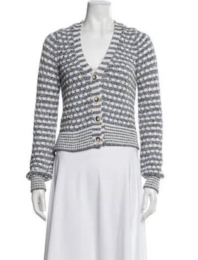 Pre-owned Veronica Beard Striped V-neck Sweater In Multi