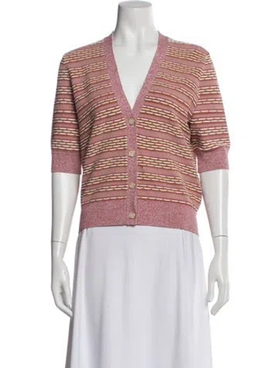 Pre-owned Veronica Beard Striped V-neck Sweater In Multi