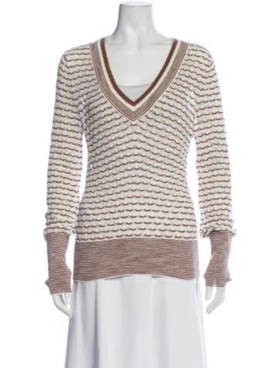 Pre-owned Veronica Beard Striped V-neck Sweater In Multi