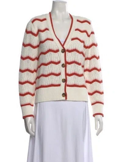 Pre-owned Veronica Beard Striped V-neck Sweater In Multi