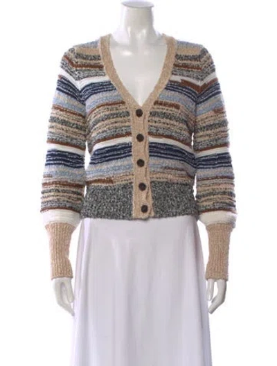 Pre-owned Veronica Beard Striped V-neck Sweater In Multi