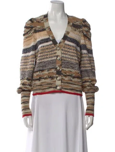 Pre-owned Veronica Beard Striped V-neck Sweater In Multi