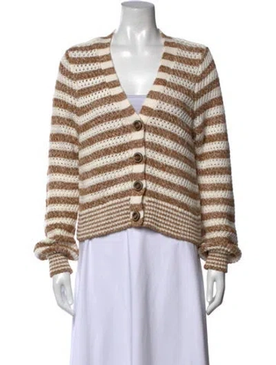 Pre-owned Veronica Beard Striped V-neck Sweater In Multi