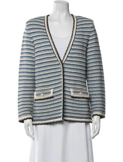 Pre-owned Veronica Beard Striped V-neck Sweater In Multi