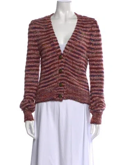 Pre-owned Veronica Beard Striped V-neck Sweater In Multi