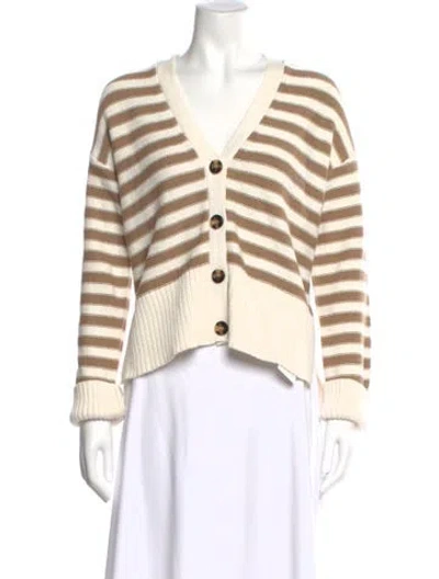 Pre-owned Veronica Beard Striped V-neck Sweater In Neutral