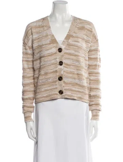 Pre-owned Veronica Beard Striped V-neck Sweater In Neutral