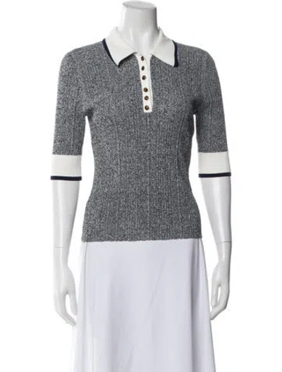 Pre-owned Veronica Beard Striped V-neck Sweater In Neutral