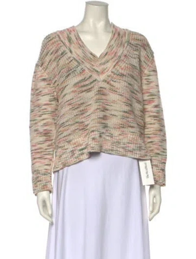 Pre-owned Veronica Beard Striped V-neck Sweater In Neutral