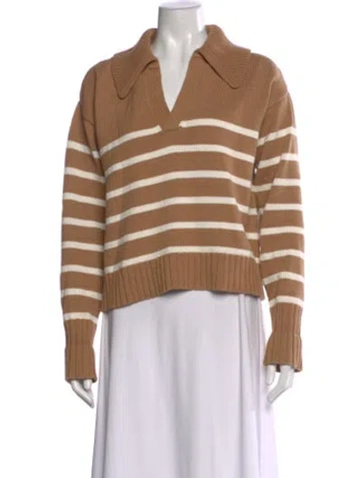 Pre-owned Veronica Beard Striped V-neck Sweater In Neutral
